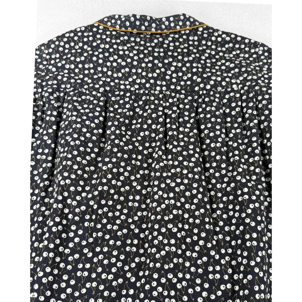 NWT Bonpoint Girls 14A Dorothee Cherry Print Dress Black Long Sleeve Cotton